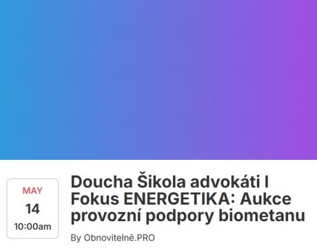 webinář Aukce provozní podpory biometanu